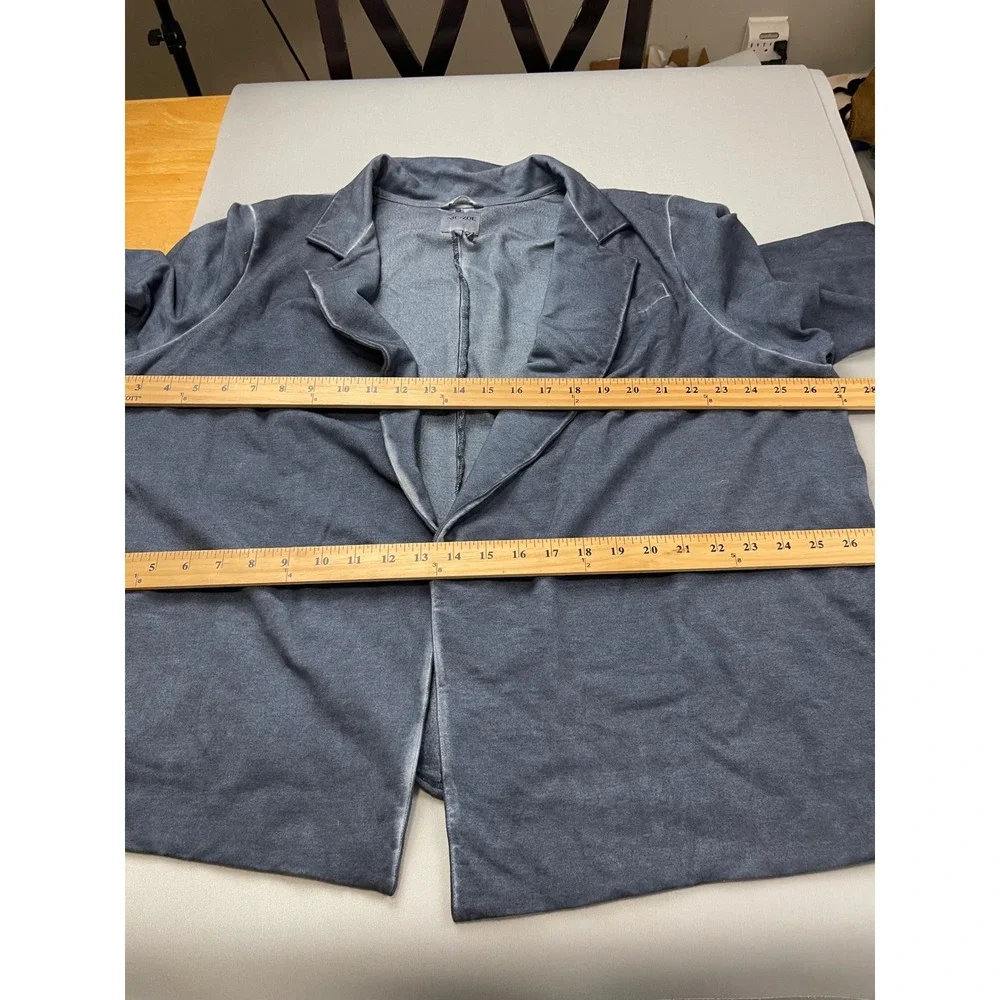 NIC+ZOE Blue Mineral Wash Jersey Knit Open Front Blazer‎ Jacket Womens 2X